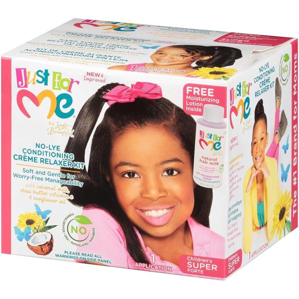 Défrisant Just For Me Sans Soude – Force Super – Kit Crème Soin (No-Lye Conditioning Crème Kit)